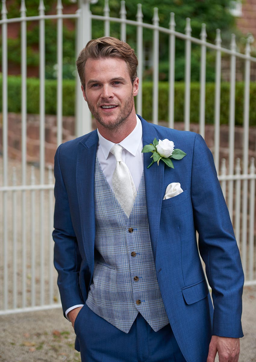 Royal Blue suit with contrasting waistcoat